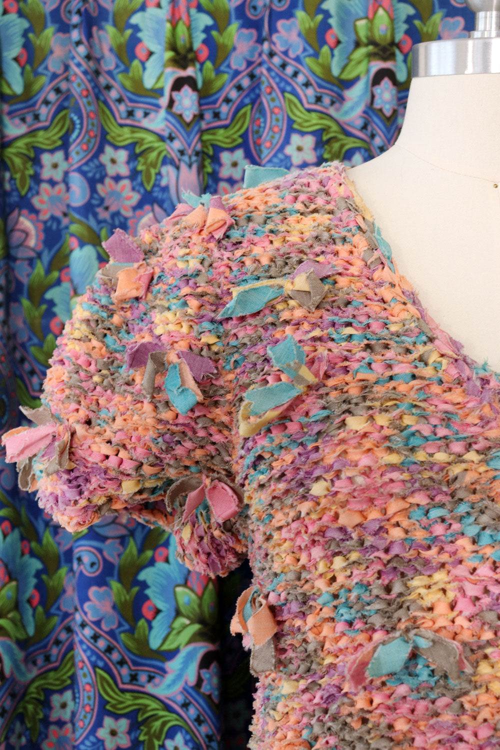 Estelle Gracer Ribbon Knit Puff Sweater M/L