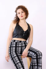 Monochrome Textured Plaid Flares L