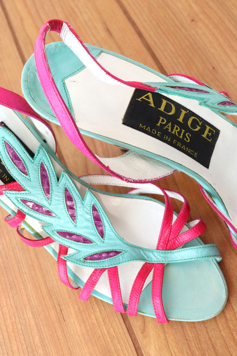 Adige Cutout Leather Feather Heels 7.5