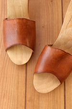 Leather Wood Heeled Mules 9.5