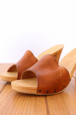 Leather Wood Heeled Mules 9.5