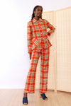 Vermilion Plaid Pantsuit S