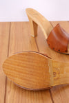 Leather Wood Heeled Mules 9.5