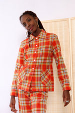 Vermilion Plaid Pantsuit S