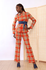 Vermilion Plaid Pantsuit S