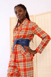 Vermilion Plaid Pantsuit S