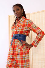Vermilion Plaid Pantsuit S