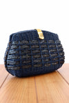 Navy Wicker Chain Strap Purse