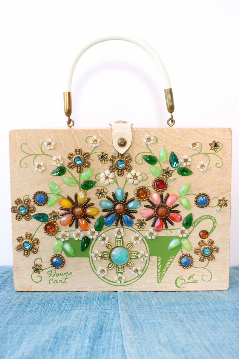 Enid Collins Flower Cart Bejeweled Handbag
