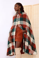 Sweeping Autumnal Plaid Cape XS/S