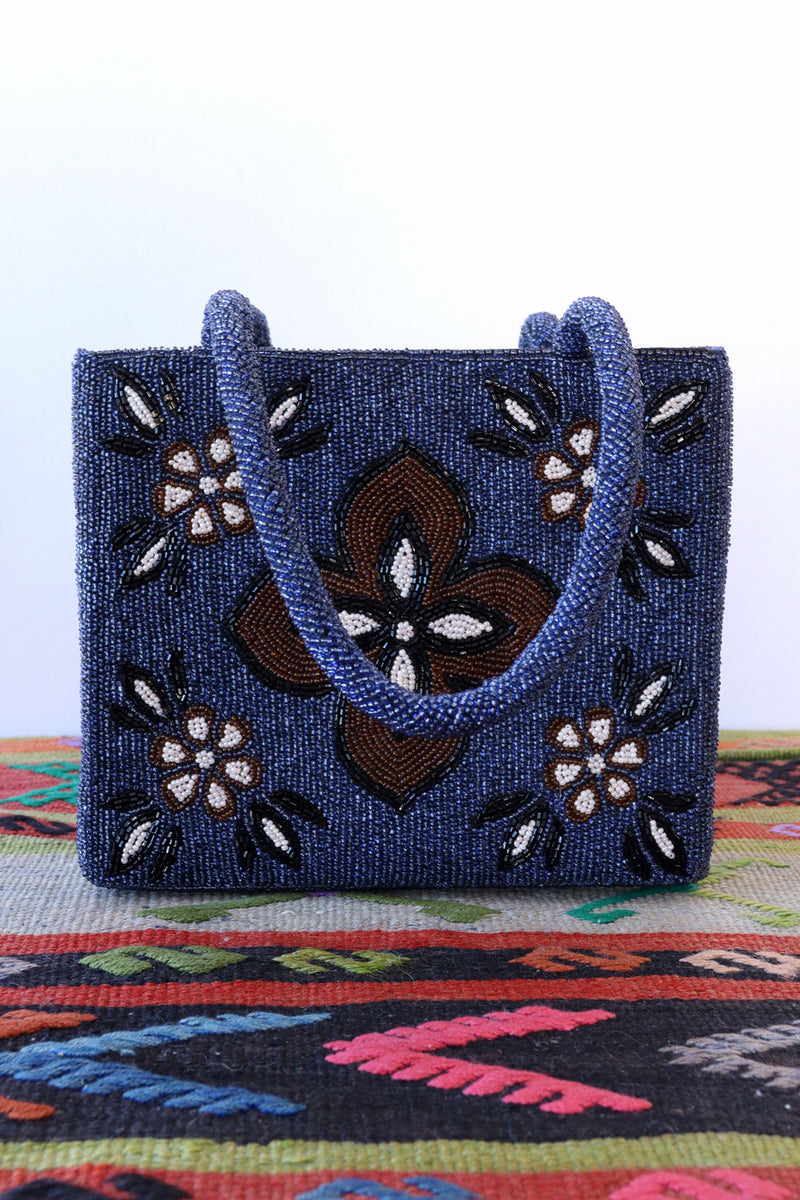 Sapphire and Bronze Beaded Purse
