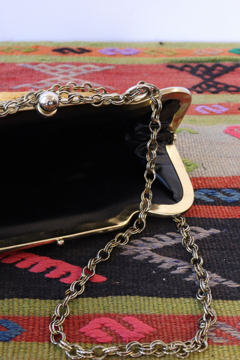Mustard Chenille Tapestry Chain Bag