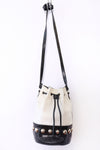 Contrast Studded Leather Bucket Bag