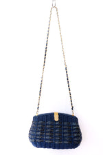 Navy Wicker Chain Strap Purse