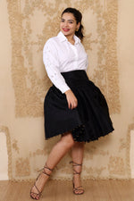 Black Bobble Hem Taffeta Skirt M/L