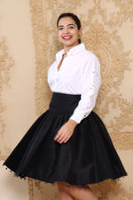 Black Bobble Hem Taffeta Skirt M/L