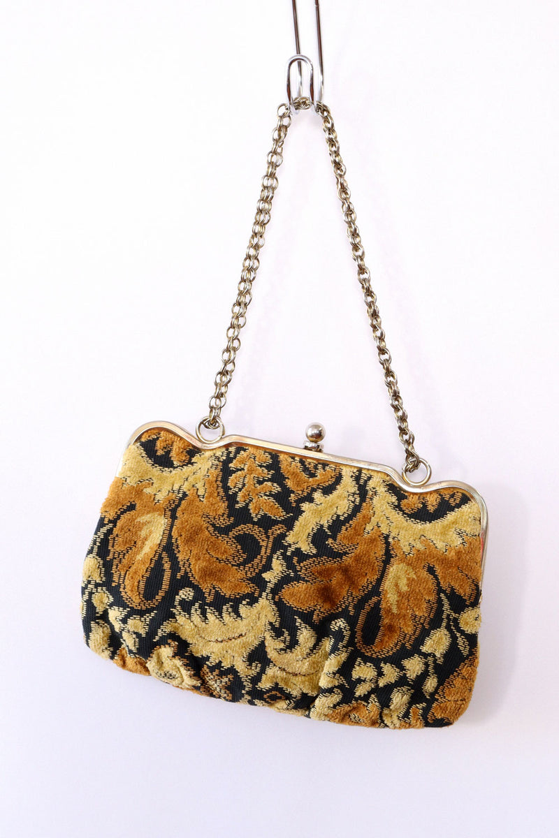 Mustard Chenille Tapestry Chain Bag