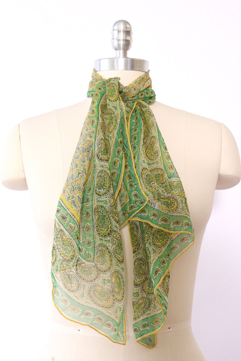 Vera Silk Grass Paisley Scarf
