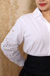 Crisp White Broderie Anglaise Blouse M