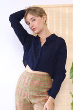 Midnight Cropped Button Down S/M
