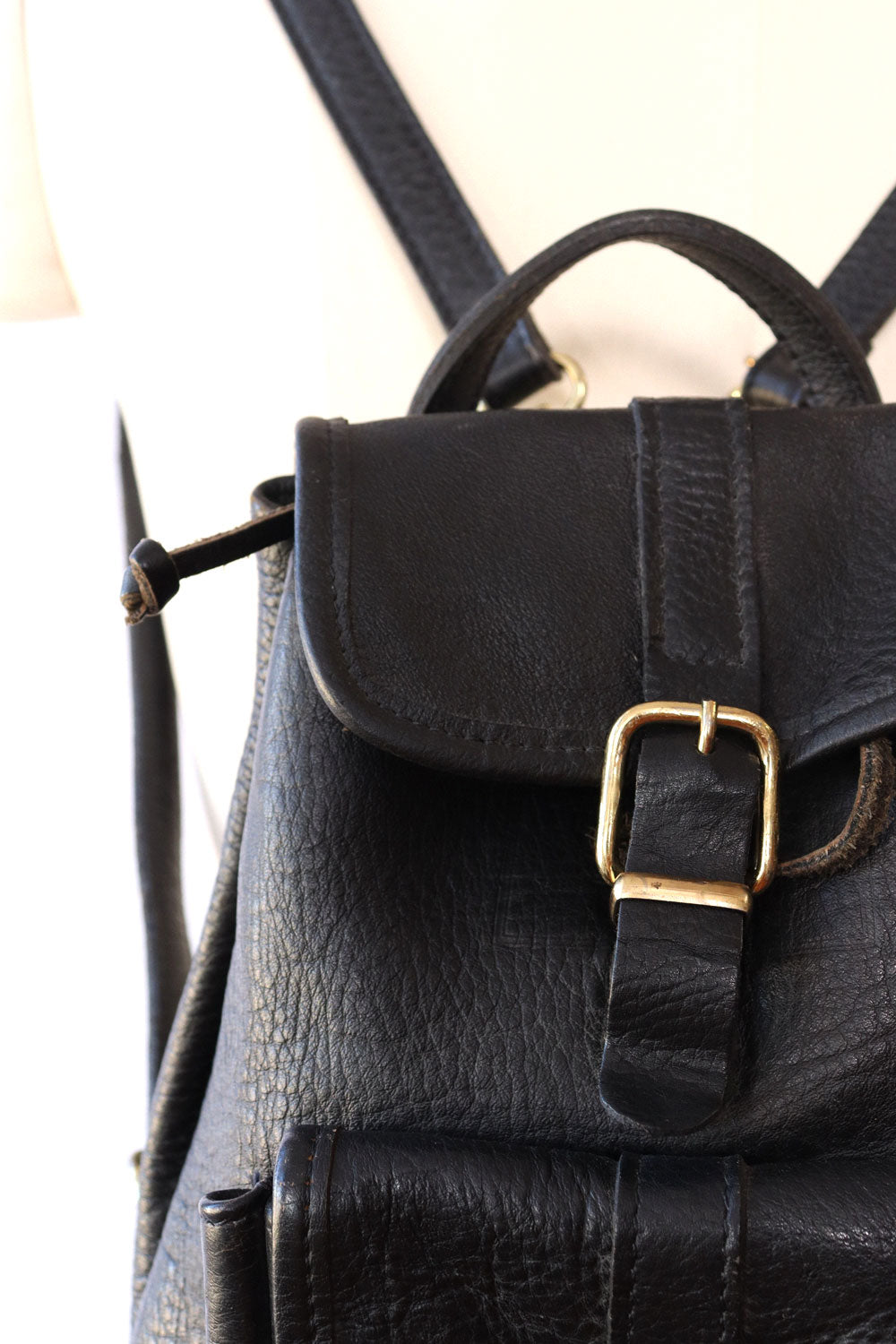 Leather Buckled Mini Backpack