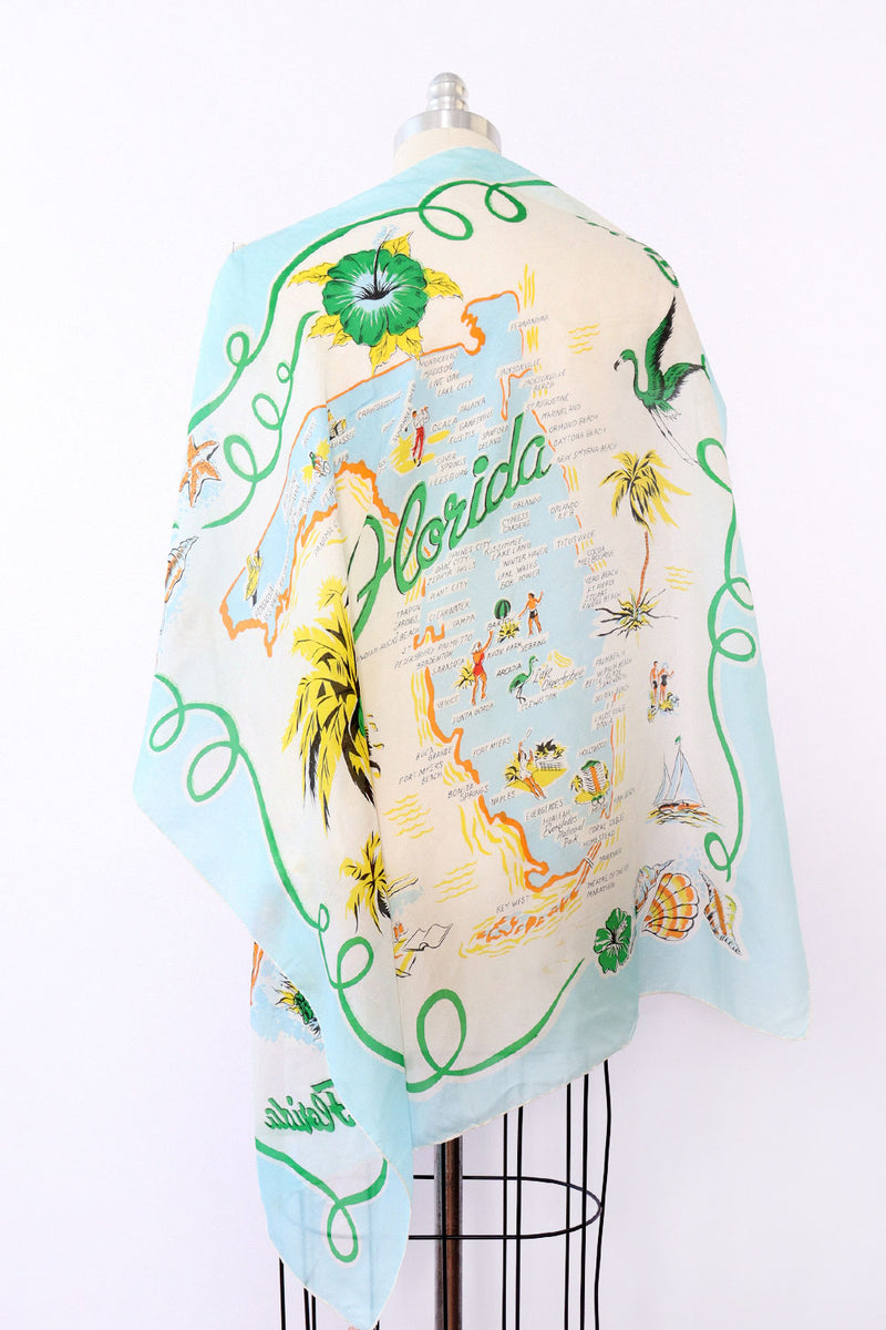 1960s Florida Novelty Map Scarf