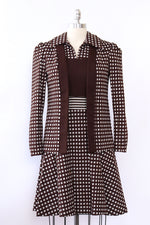 Checkered Chocolate Dress and Jacket Ensemble S/M