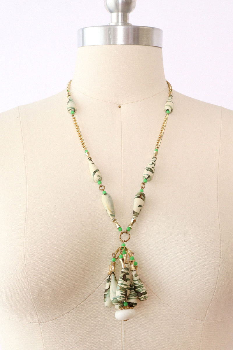 70s Marbled Chandelier Necklace
