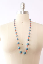 Turquoise Glass & Coral Bead Necklace