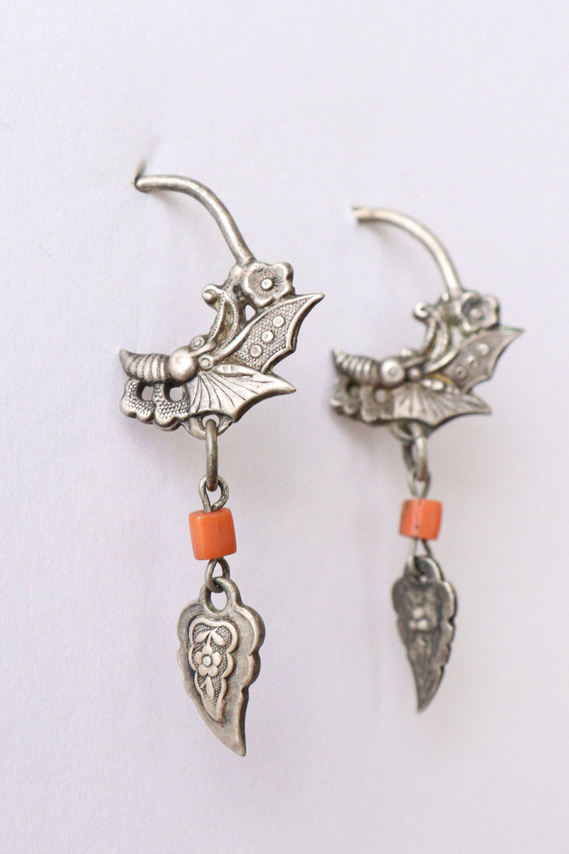Antique Tibetan Butterfly Earrings