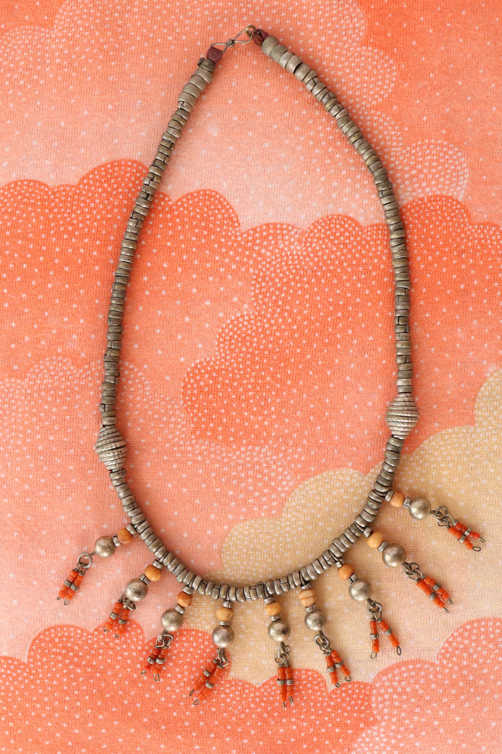 Peach Pewter Dangle Necklace