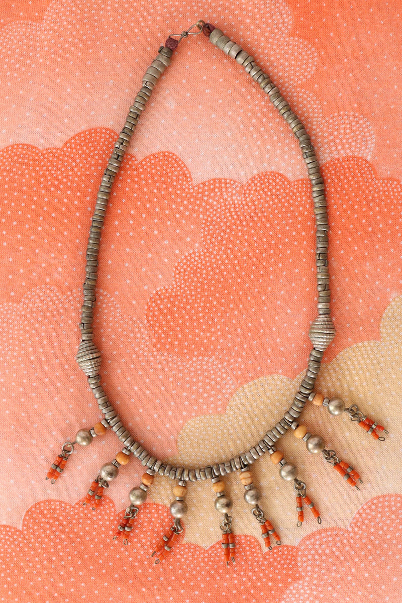 Peach Pewter Dangle Necklace