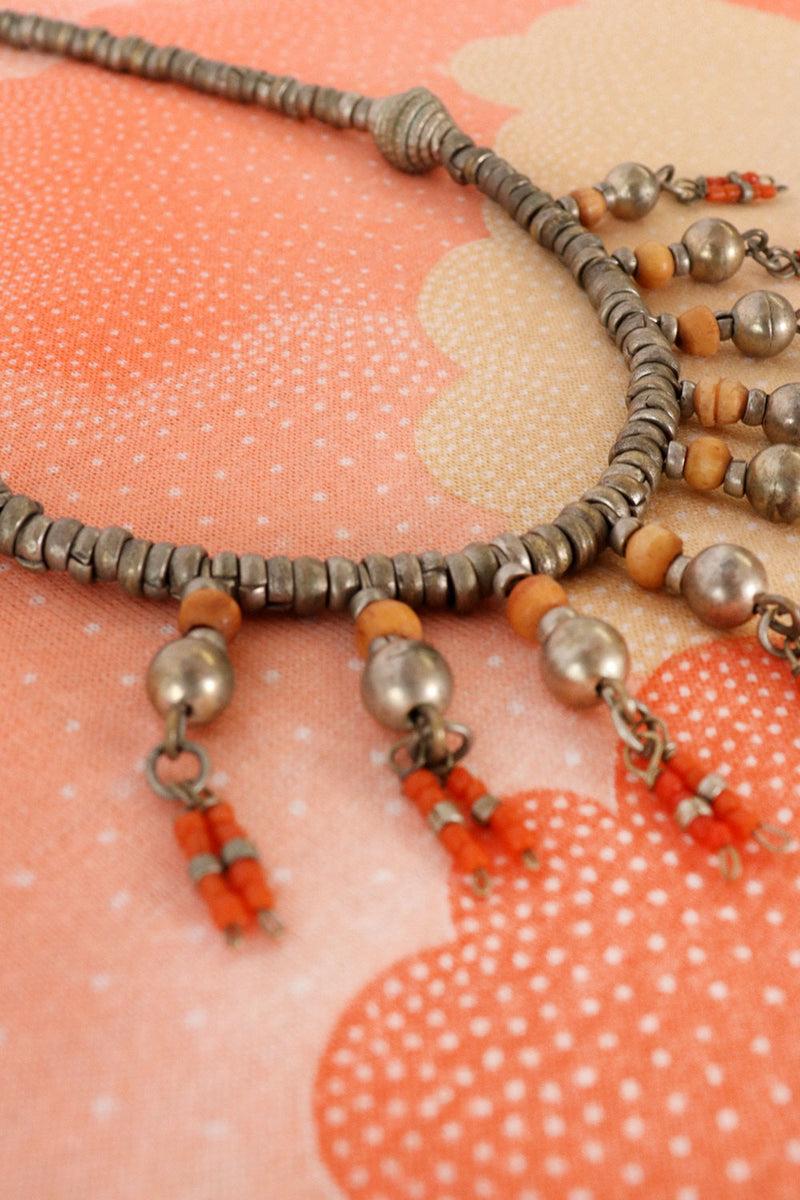 Peach Pewter Dangle Necklace