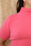 Vivid Pink Angora Sweater Tee S-L