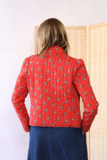 Cherry Red Calico Quilted Jacket S