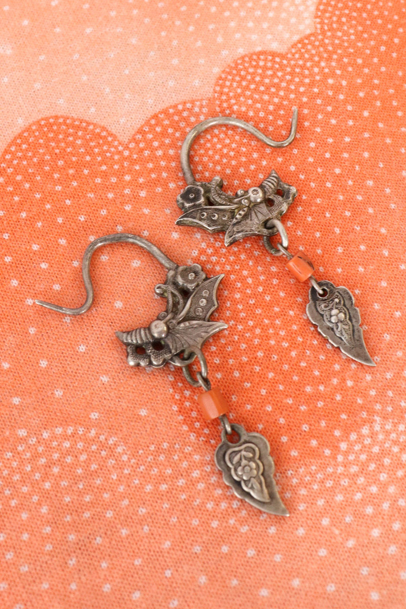 Antique Tibetan Butterfly Earrings
