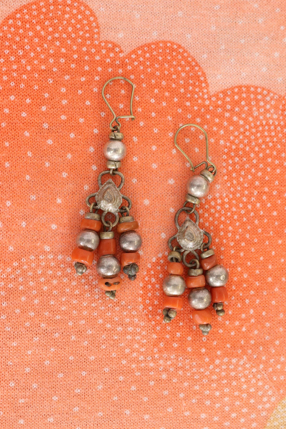 Peach Pewter Bead Earrings