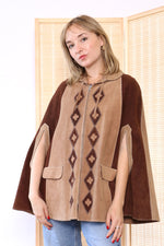 Two Tone Brown Suede Cape XS-M