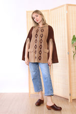 Two Tone Brown Suede Cape XS-M