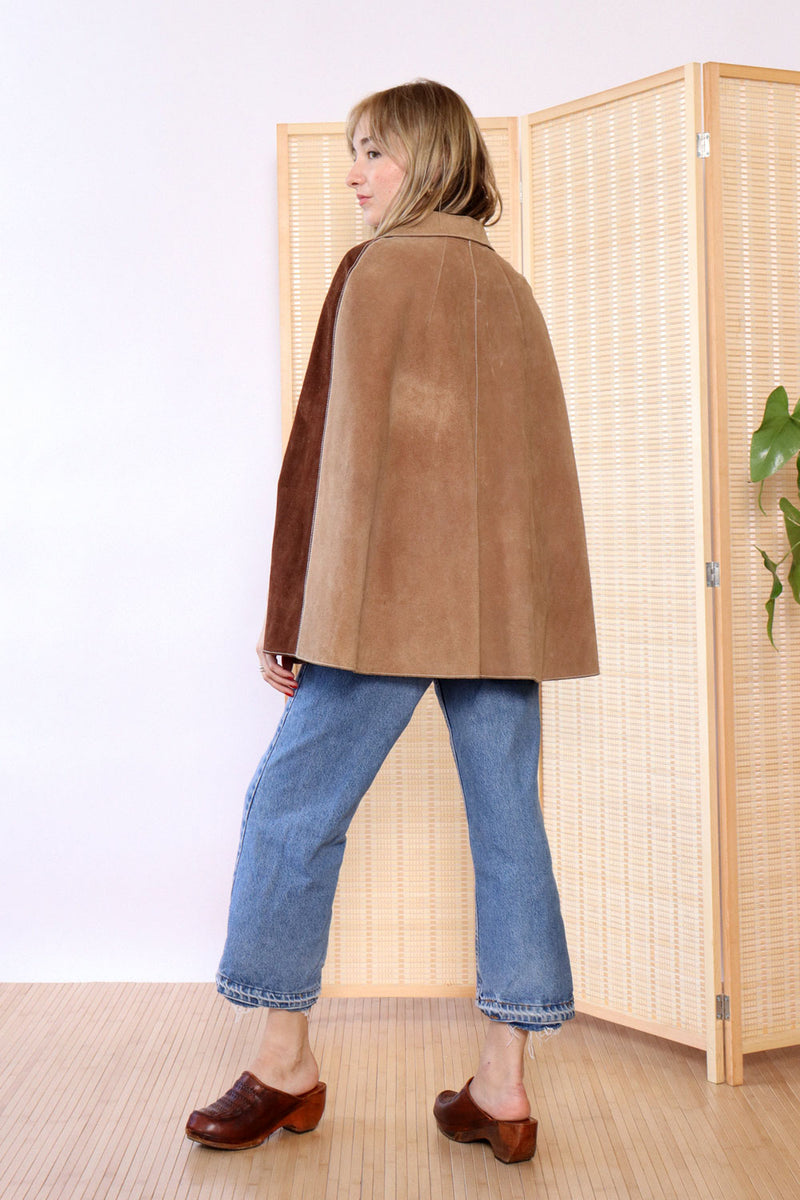 Two Tone Brown Suede Cape XS-M