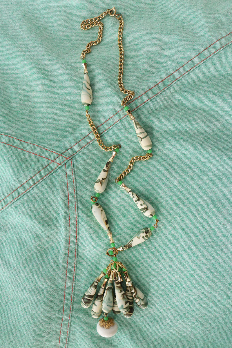 70s Marbled Chandelier Necklace