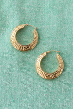 Greek Key Goldtone Hoops