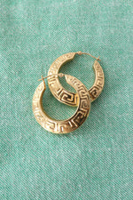 Greek Key Goldtone Hoops