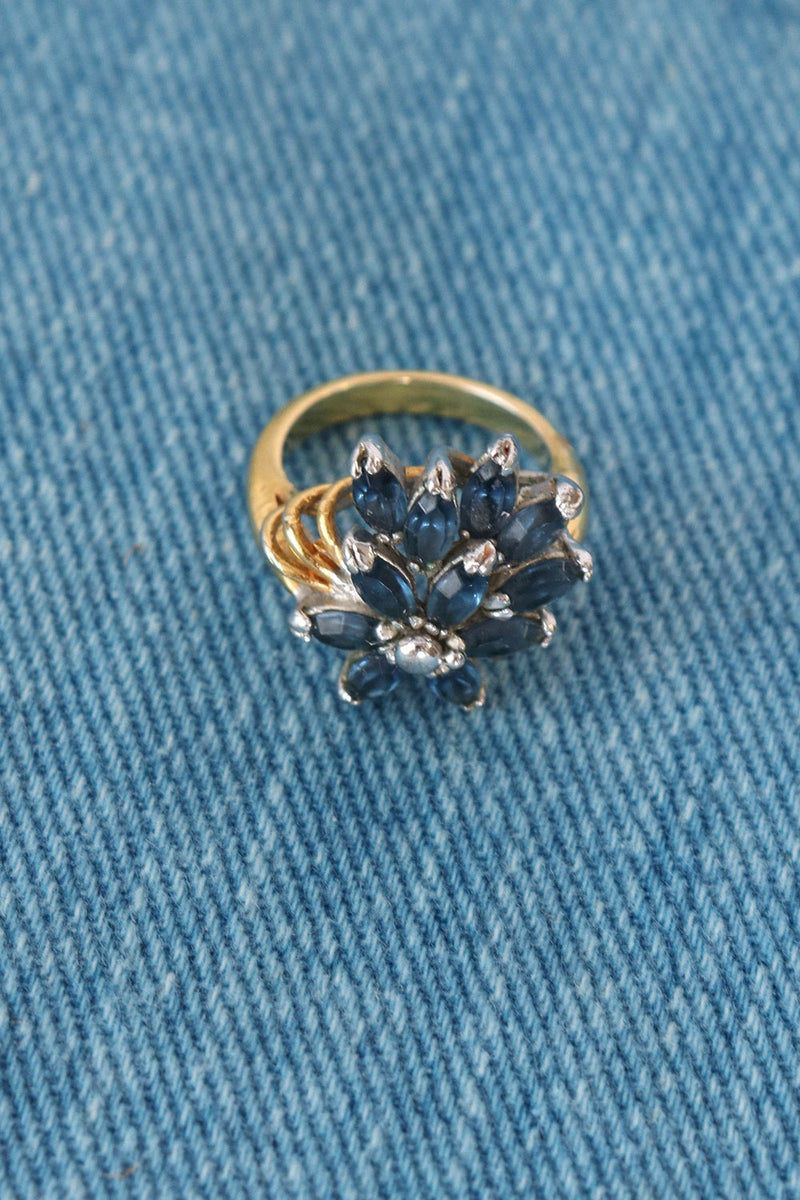 Blue Gem Cluster Ring