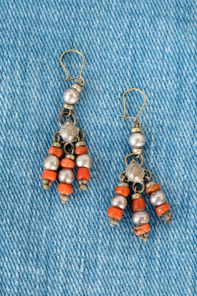 Peach Pewter Bead Earrings