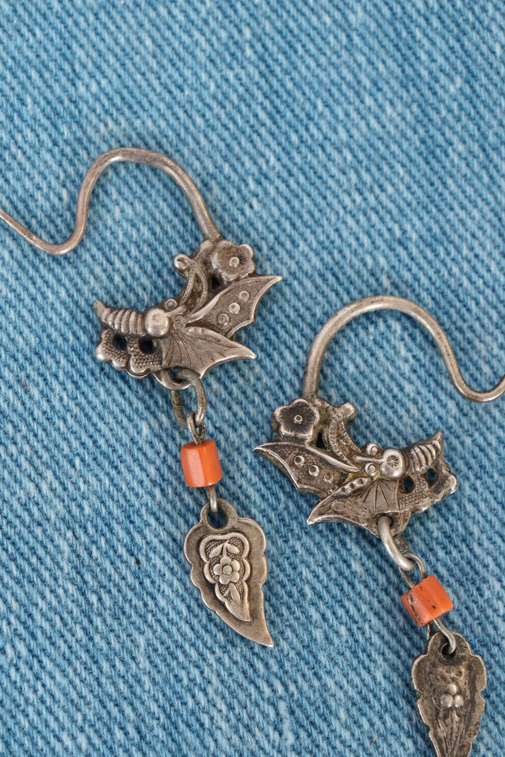 Antique Tibetan Butterfly Earrings