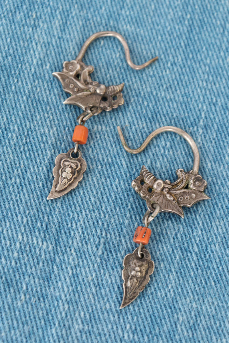 Antique Tibetan Butterfly Earrings