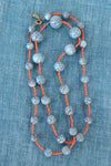 Turquoise Glass & Coral Bead Necklace