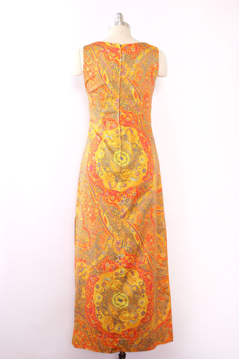 Tangerine Klimt-esque Maxi Dress S/M