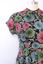 1940s Mum Rayon Crepe Peplum Dress XS/S